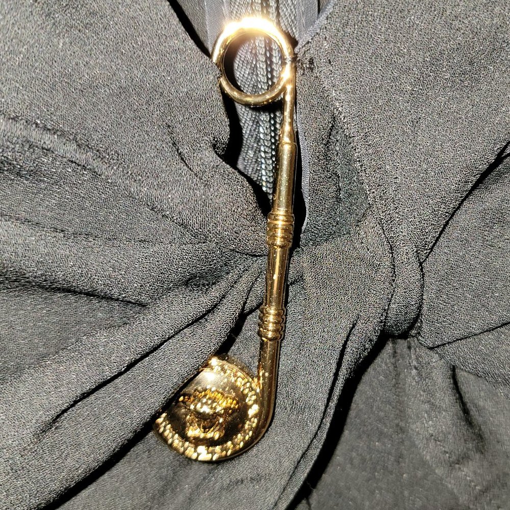 Versace Black Safety Pin Bodysuit, Size 44 - Picture 2 of 7